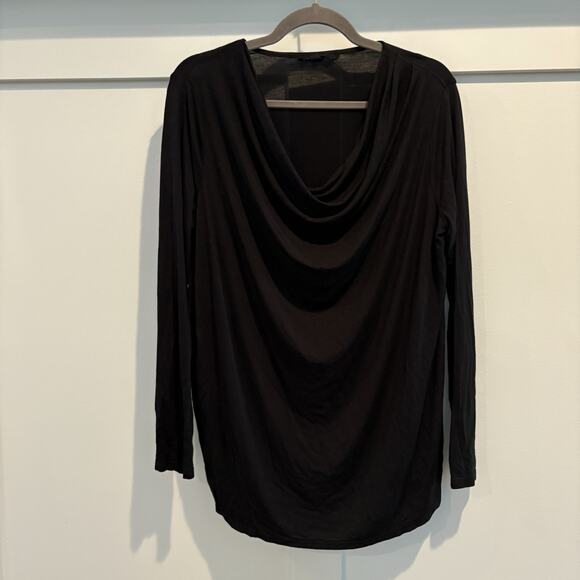 Jane Delancey Top Women Medium Black Tunic Stretch Drape Flowy Capsule Staple - Picture 2 of 13